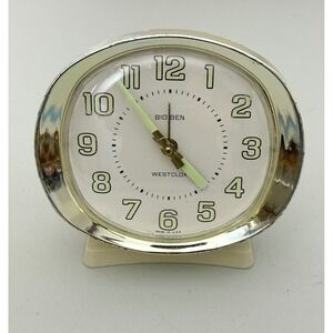 Westclox Big Ben Alarm Clock Vintage Cream Gold Tone Wind Up Made in USA MCM